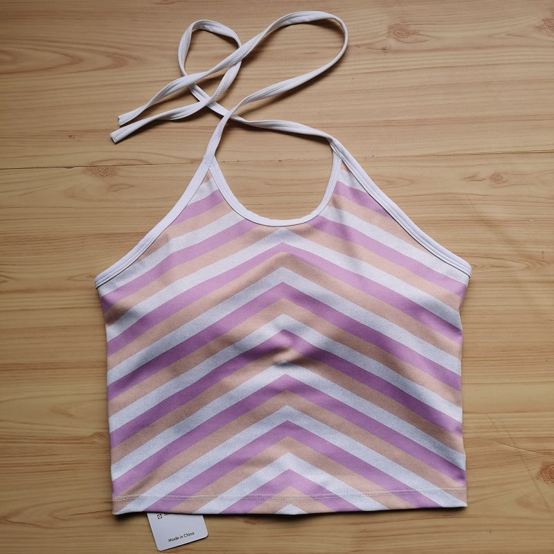 Strap Neck Strap Contrasting Printed Yoga Suit Sports Bra