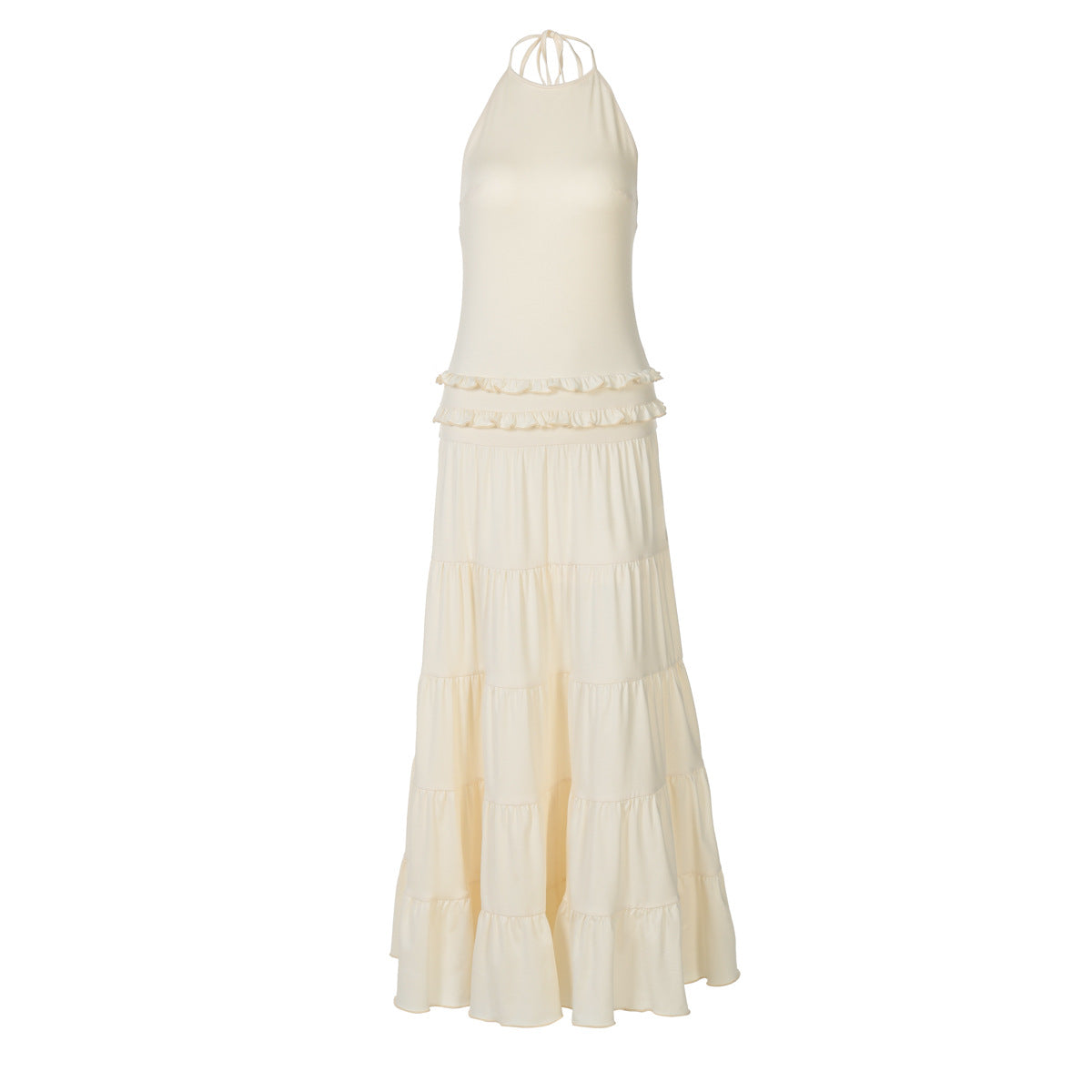 Summer Fashion Backless Halter Pleated Dress