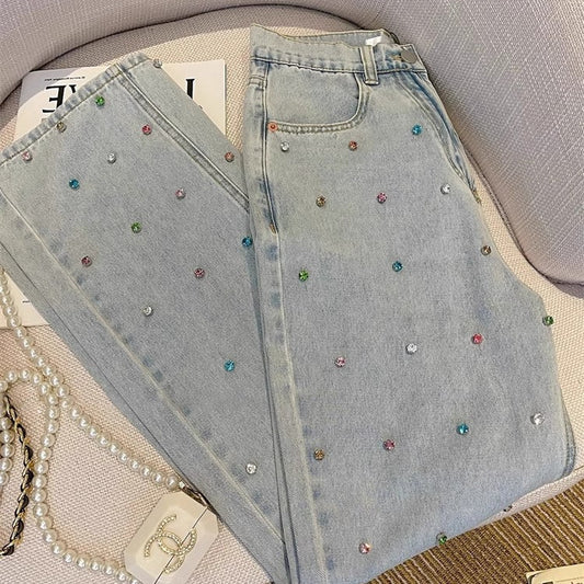 Fashionable Chic Loose Light Color Mop Trousers