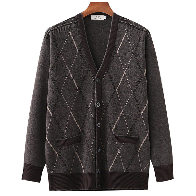 Middle-aged And Elderly Male Father's Wool Cardigan Sweater