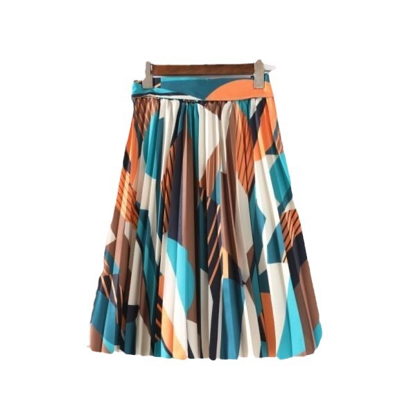 New Arrival Printed Bow-Knot Pleated Skirt Midi Skirt