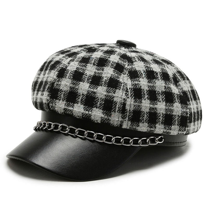 Fashion Retro Personality Leopard Octagonal Hat