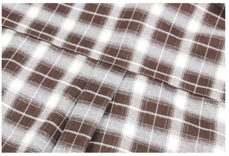 Lapel Retro Plaid Shirt Coat Top