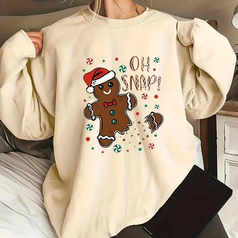 Ingefærkage-sweater med print i Kawaii juletema