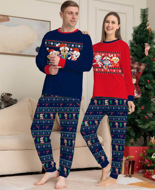 Printed Christmas Parent Child Suit Holiday Lovely Home Dress Pajamas