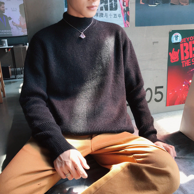 Autumn And Winter Men's Crewneck Sweater Men's Loose Plus Velvet