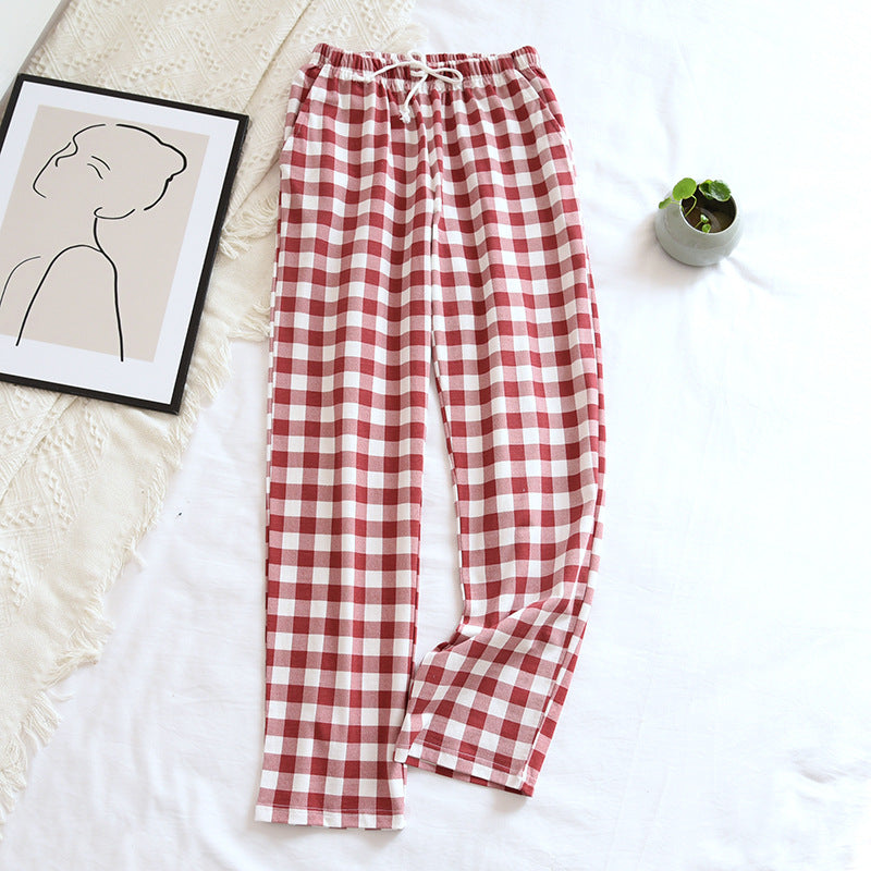 Women's Men's Knitted Plaid Pajama Pants