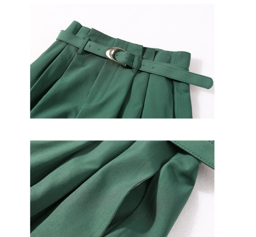 Fashion Versatile Casual Pants Green High Waist Women's Pants
