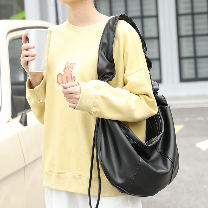 Women's Retro Fashion Solid Color Dumpling Shoulder Bag