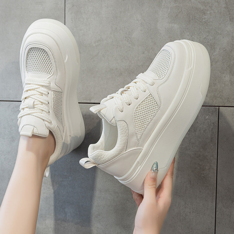 Platform Non-slip Sneakers With Thick Soles For A Height-boosting Casual Look