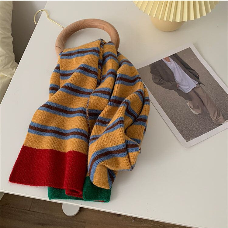 Women's Fashion Versatile Striped Warm Scarf