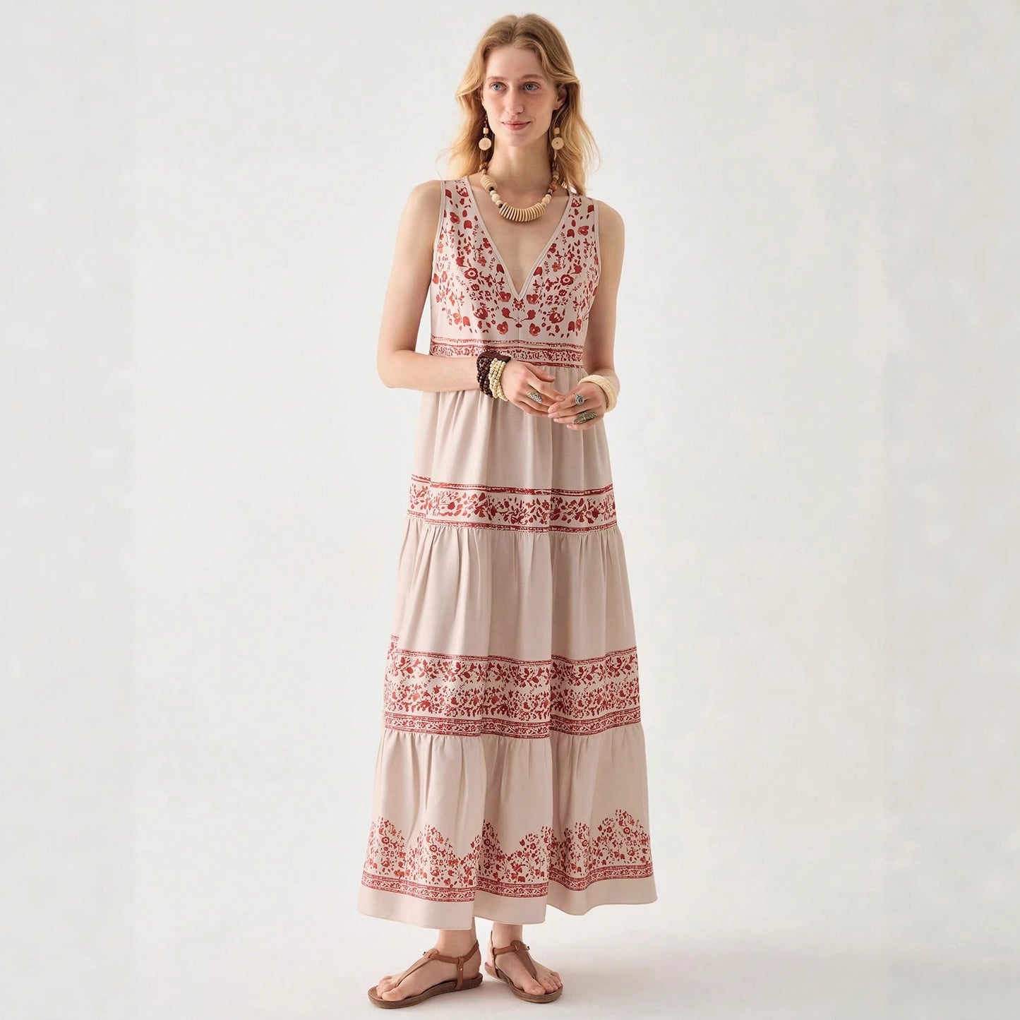 Womens Lace Dress With V Neck And Sleeveless Design