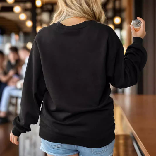 Langærmet sweater med print og rund hals til kvinder