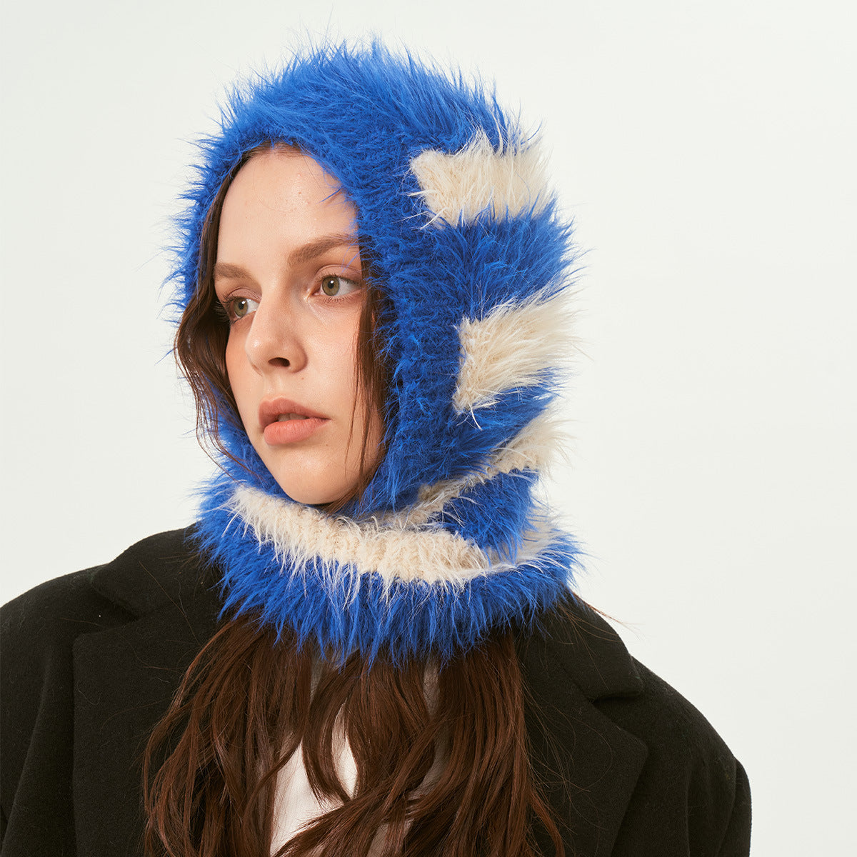 Original Design Non-mainstream Style Striped Mink-like Knitted Hat