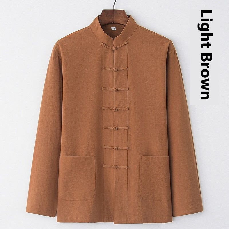 Cotton And Linen Top Chinese Style Clothing Retro Collar Buckle