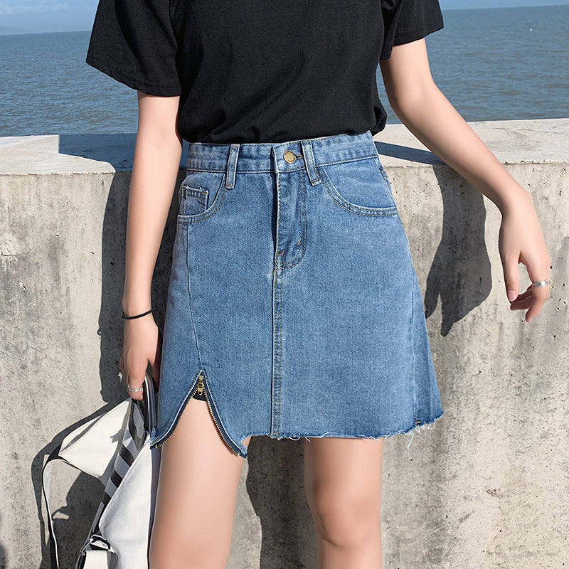 Women's Fashion High Waist Slim Denim Skirt