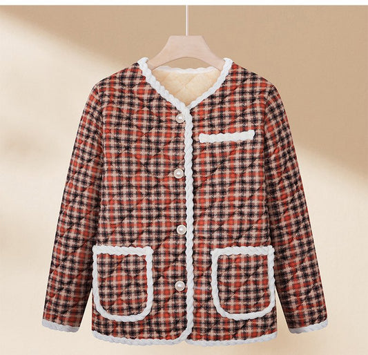 Fleece-lined Classic Style Cotton Coat Autumn And Winter
