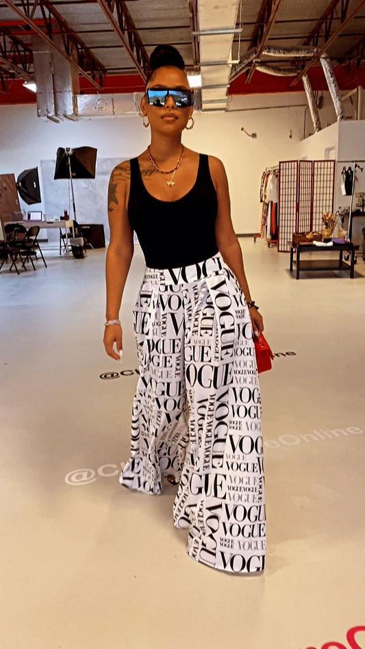 Printed Letter Wide-leg Loose Mid Waist Casual Women's Fashionable All-match Slimming Pants