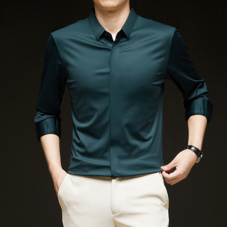 Formal Wear Seamless Ice Silk Shirt Half Sleeve Cardigan
