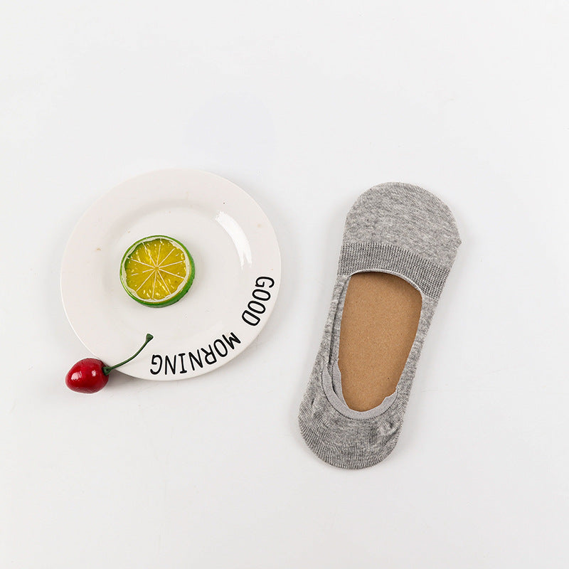 Female Shallow Mouth Invisible 10 Colors Cotton Silicone Socks