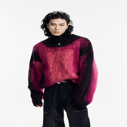 Gradient Design Super Warm Sweater Round Neck Loose Top