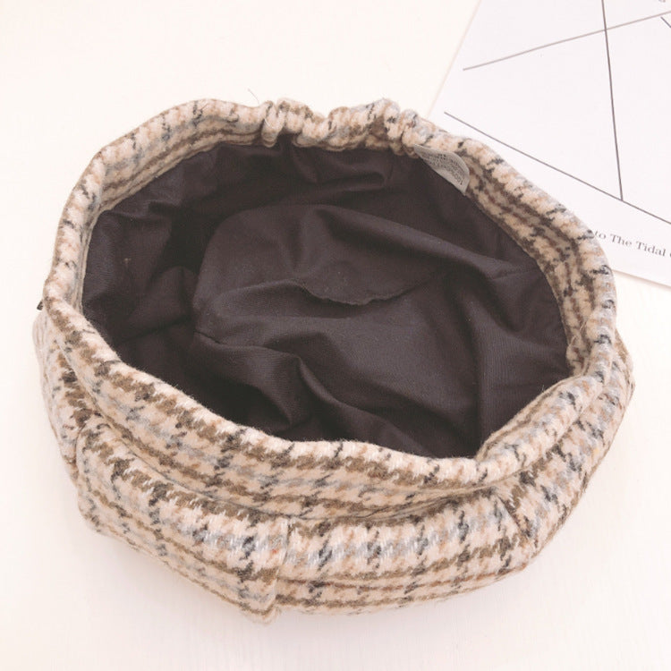 Children's Houndstooth Wool Octagon Beret