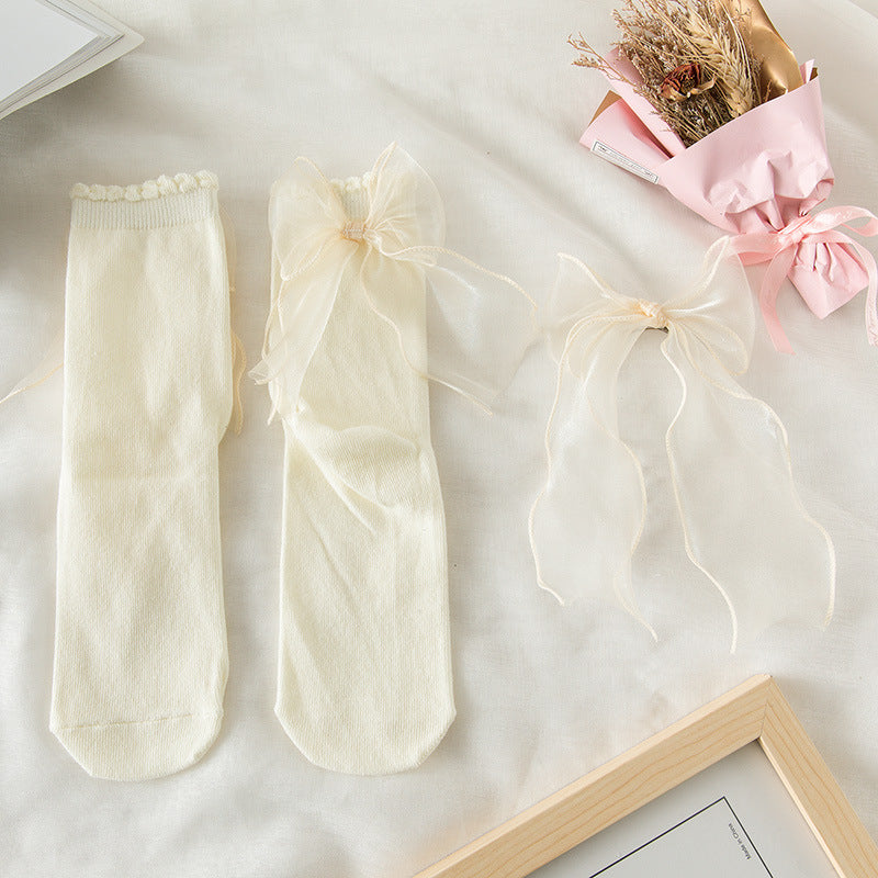 Lolita Cute Soft Girl Satin Lace Socks
