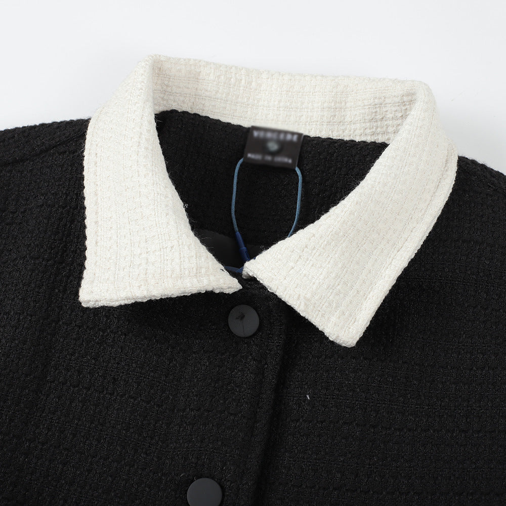 Color Stitching Turnover Neck Jacket Men's Autumn And Winter American Style