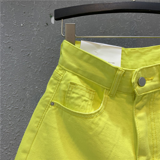 Fashion Wide Leg Pants Ripped Raw Edge Denim Shorts