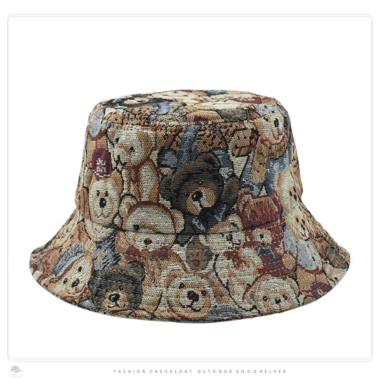 Sød bjørn Jacquard flad bøllehat Børne sommer mode All-match solbeskyttende bøllehat
