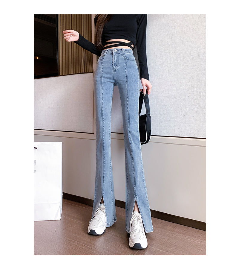 Micro Flared Jeans Women's High-waisted Thin Split Wide-leg Women's Pants