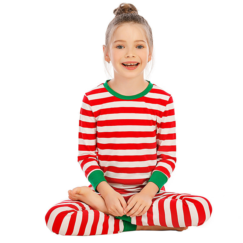 Children's Pajamas Long-sleeved Red And White Striped Home Service Suit