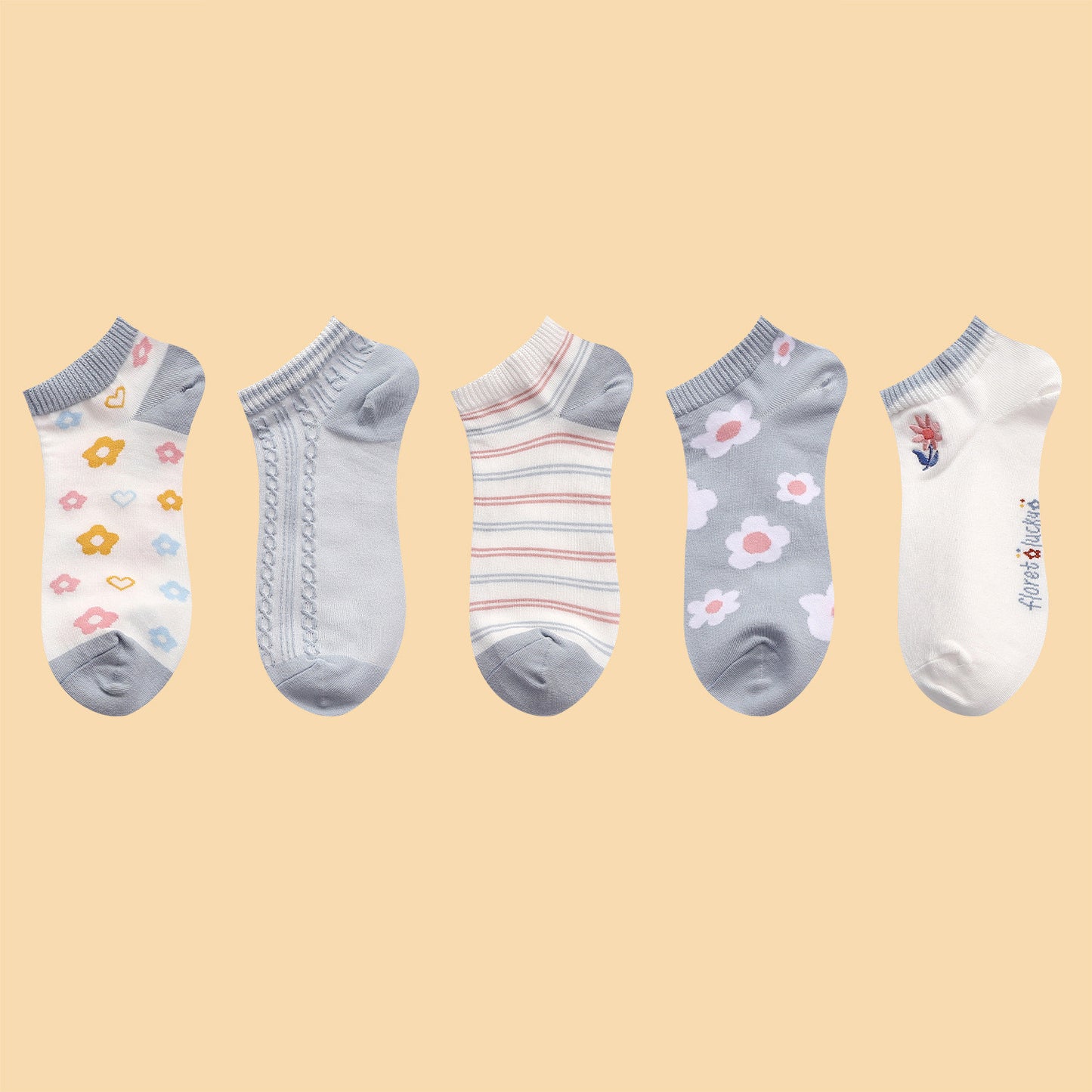 Embroidered Cartoon Fruit Strawberry Ice Cream Boat Socks Sweet Wild Socks