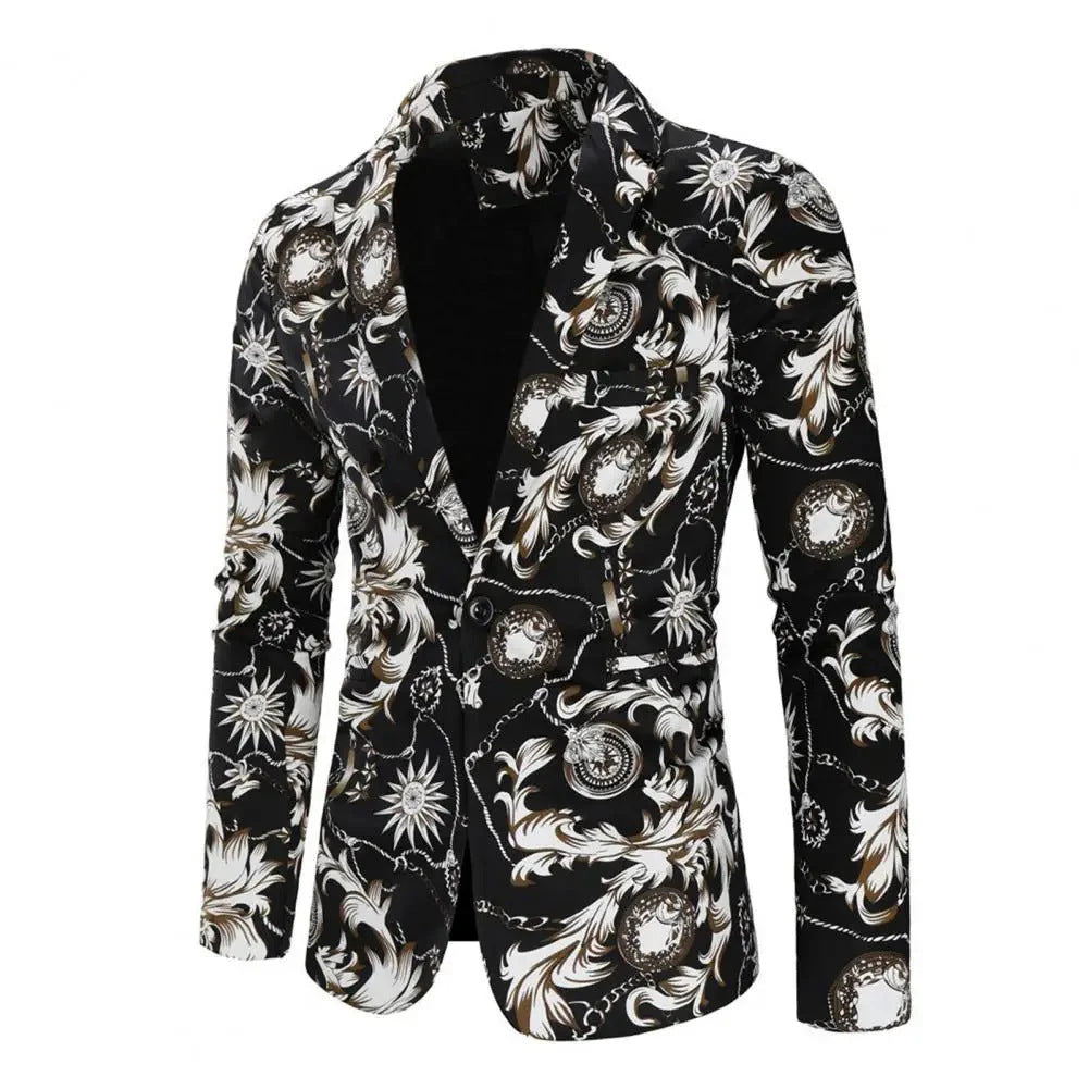 Men's Casual Cotton And Linen Printed Coat