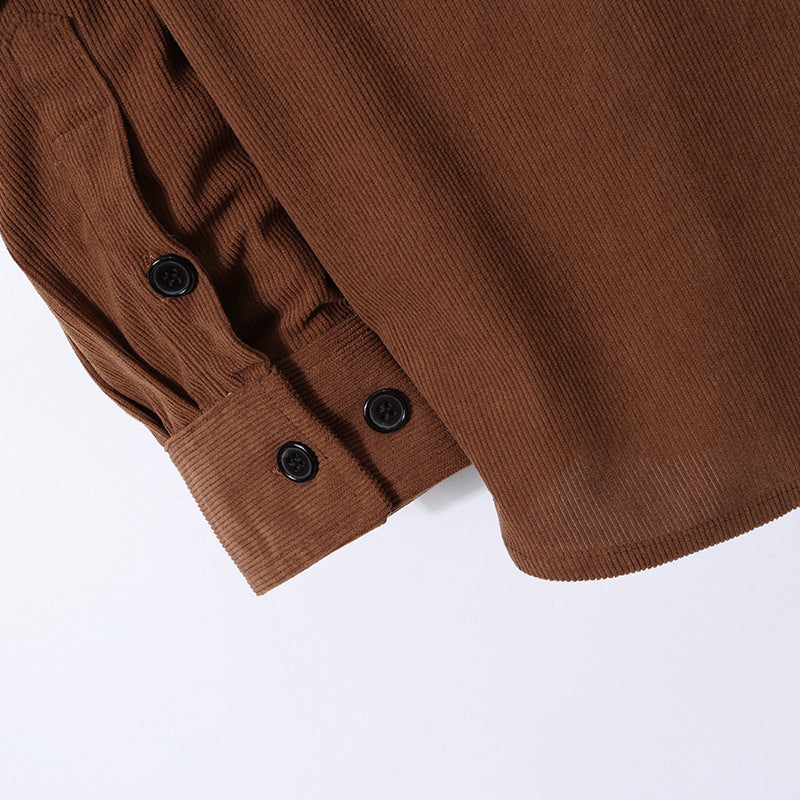 European Size Long Sleeve Shirt Men's Corduroy