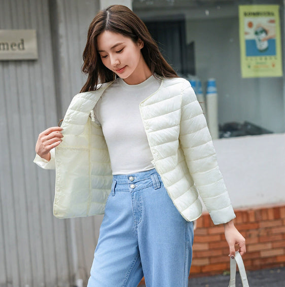 Women's Lightweight Warm Collarless, Short Quilted Vest