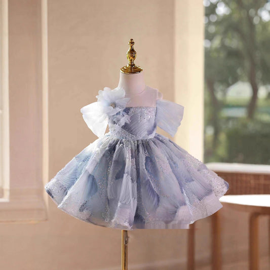 Childrens Sequined Off-shoulder Puff-style Fashion Princess Dress