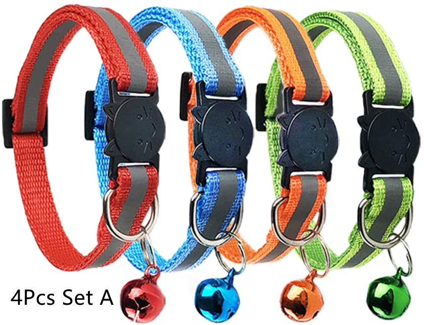 Colorful Polyester Reflective Bell Cat Jack Pet Collar