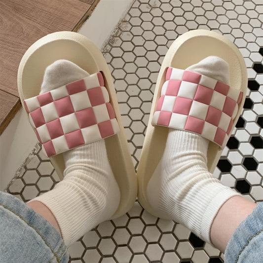 Non-slip Outer Wear Soft Bottom Checkerboard Sandals