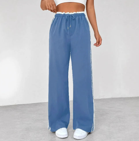 European And American Black Sports Straight Pants Leisure Commute