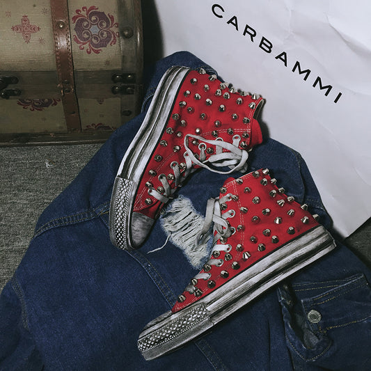 High-top Distressed Rivet Shoes Casual All-match Couple Models