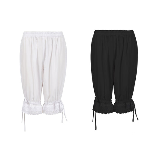 European And American Solid Color Lace Loose Women's Pants Bloomers Lace Shorts Large Size