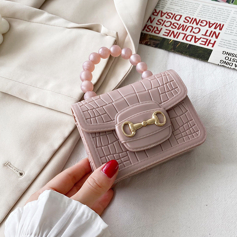 PVC Pattern Pearl Chain Lipstick Bag Fashion
