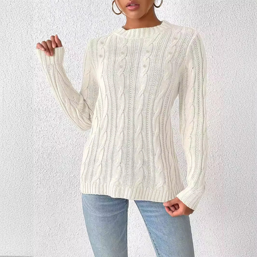 Women's Simple Pearl Beaded Sweater
