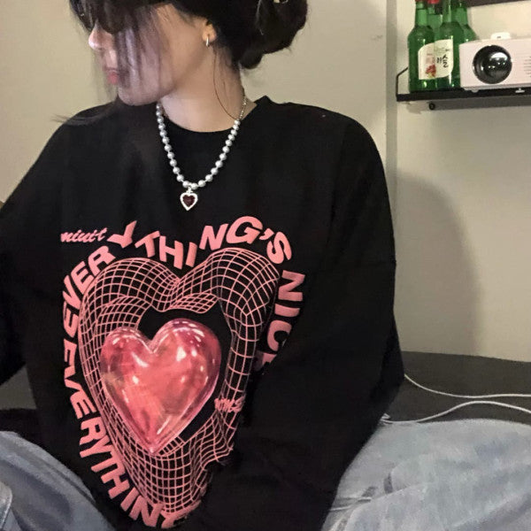 Love Long Sleeve Sweater Women's Thin Ins Loose