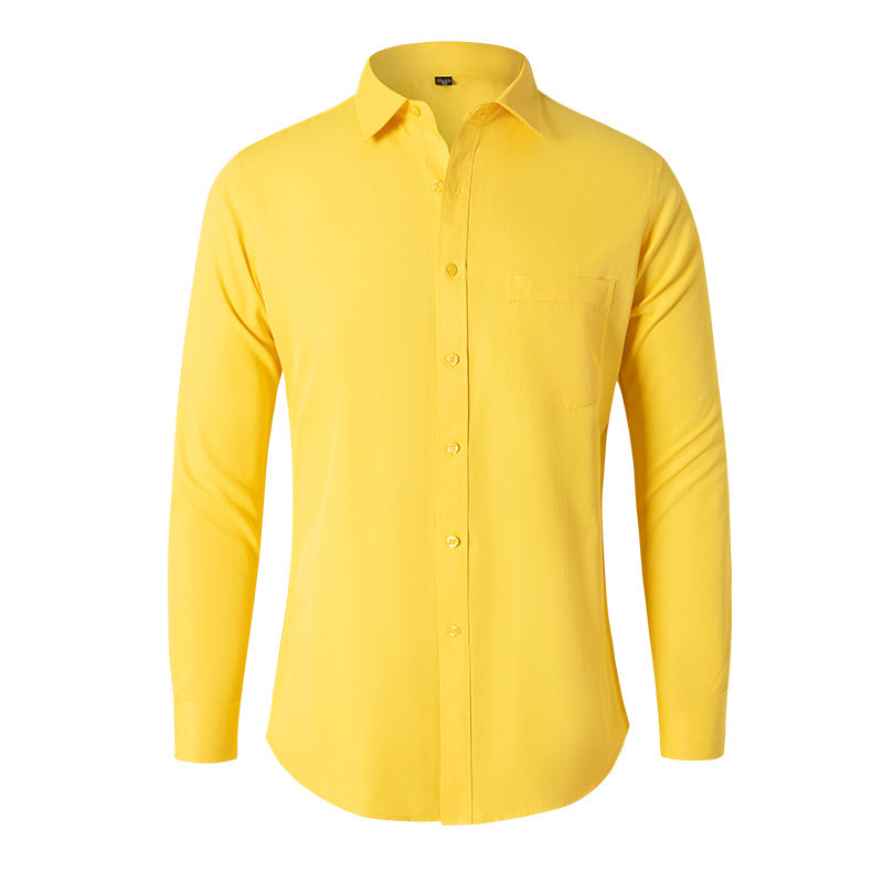 Solid Color Long Sleeve Men's Shirt Black Casual New Fashion
