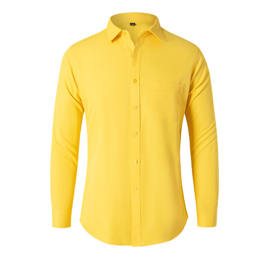 Solid Color Long Sleeve Men's Shirt Black Casual New Fashion