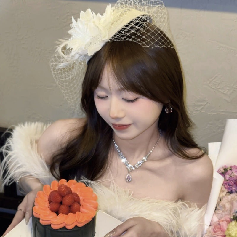Dinner Socialite Gathering French Retro Feather Headdress Flower