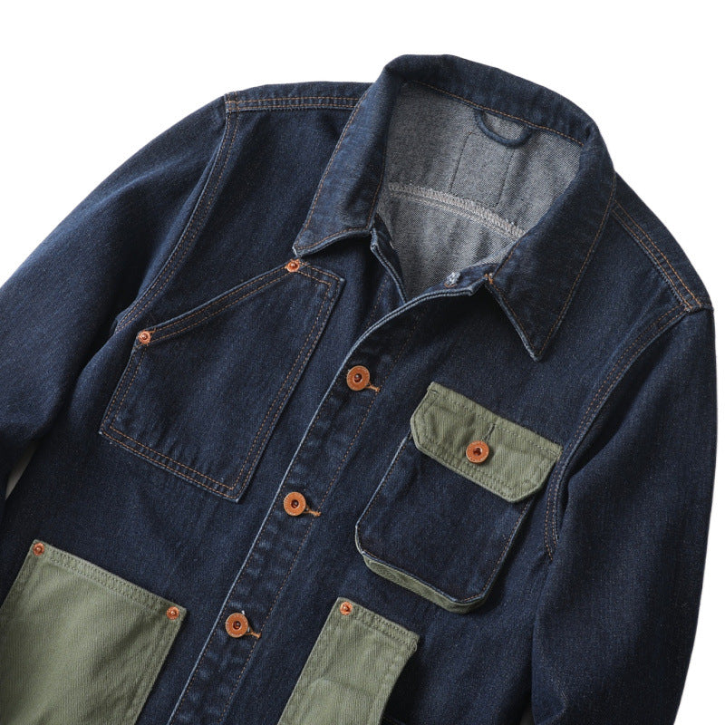 Lapel Denim Overalls Men's Casual Jacket