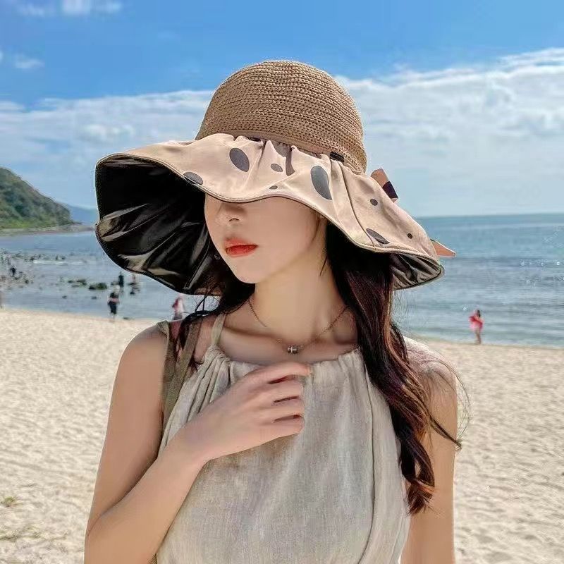 Women's Fashion Black Rubber Hollow Sunshade Fisherman's Hat